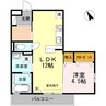 ローゼスポート港町 B棟 1LDKの間取り