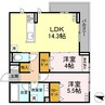 D-ROOM東手城 2LDKの間取り