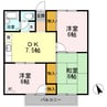リビエールアン  B棟 3DKの間取り