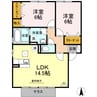 ウィルモア手城B棟 2LDKの間取り