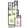 コントラーダＢ 1LDKの間取り