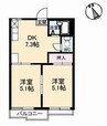 ハイネス田中Ⅱ A棟 1LDKの間取り