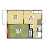 エルハイムB棟 2DKの間取り