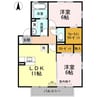 ルミエール手城B 2LDKの間取り
