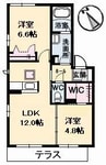 フェザンレーヴ B 2LDKの間取り