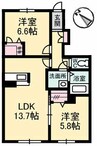ガーデンズ多治米　A棟 2LDKの間取り