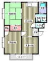 西江コーポB 3DKの間取り