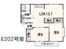 ファミーユ新涯E 2LDKの間取り