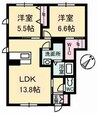 グランマスト川口A棟 2LDKの間取り