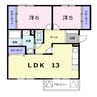 ニューエルディム増成 2LDKの間取り