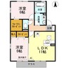 ルミエール手城B 2LDKの間取り