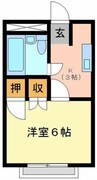 カレッヂ１ 1Kの間取り