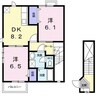 ガーデンハウスＢ 2DKの間取り