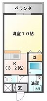 アビーロード 1Kの間取り