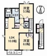 メゾンド フルール B棟 2LDKの間取り