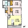 D-residence川口B 2LDKの間取り