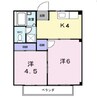 シティハイツ羽原Ｂ 2Kの間取り