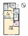 グランベレオ千代田 1Kの間取り