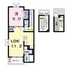 カトレア 1LDKの間取り
