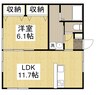 メゾンエル沖野上 1LDKの間取り
