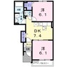 アビタシオン・キャトル 2DKの間取り