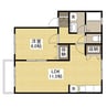 サンシティエキヤＢ 1LDKの間取り