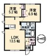サンパレス大門 2LDKの間取り