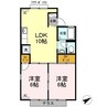サニーハイツ 2LDKの間取り