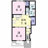 ナチュラルプラス 2DKの間取り