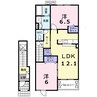 プラシード・ユダⅡ 2LDKの間取り