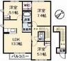 シャルムハイツ A棟 3LDKの間取り