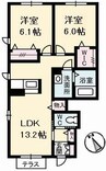 グランドール川口C棟 2LDKの間取り