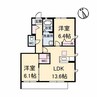 グランマスト多治米C棟 2LDKの間取り