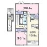 アクティフ浦上Ⅱ 2LDKの間取り