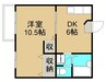ハイネス光南 1DKの間取り