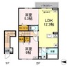 D-ROOM川北 2LDKの間取り