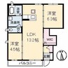 クレセオC棟 2LDKの間取り