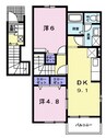 ブリュッケＢ 2DKの間取り