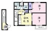 シャン．ド．フルール 2DKの間取り