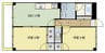 パークサイド西町 2DKの間取り
