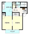 ハイネス旭　B棟 2DKの間取り