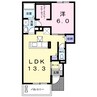 アクアコート 1LDKの間取り