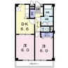 シャングリラＭ 2DKの間取り