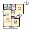 トワアムールC棟　 2LDKの間取り