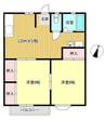 グランボヌールOkamoto 2DKの間取り