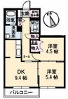 パークハイム高須Ⅱ 2DKの間取り