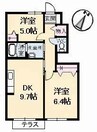 ブランシェ佐藤 2DKの間取り