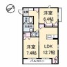 グランマスト多治米B 2LDKの間取り