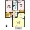 グレイスヒルズ蔵王 D棟 2LDKの間取り