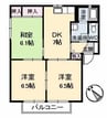 ヴィラパルクウカイ B棟 3DKの間取り